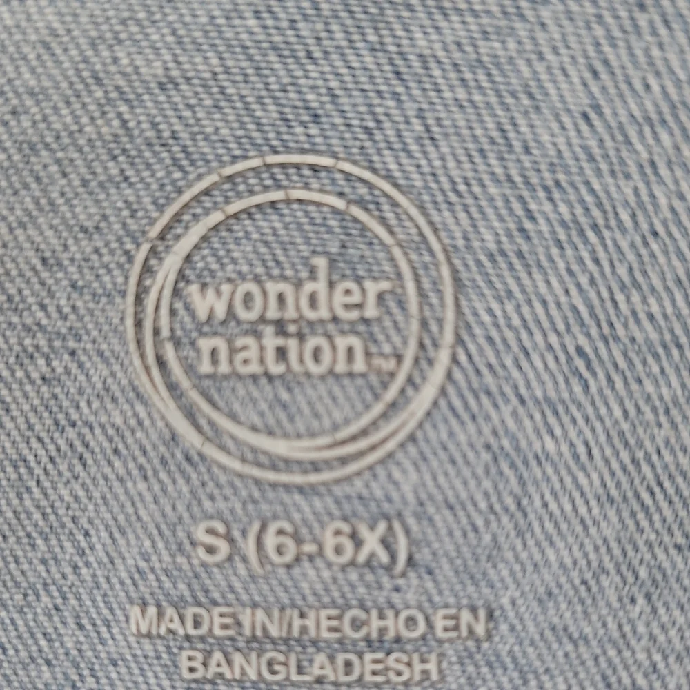 Wonder Nation Cropped Raw Hem Denim Jacket Distressed Blue Girls S 6-6X